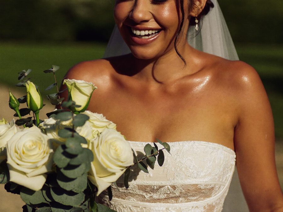 Bridal spray tan: a bride with a soft sun-kissed glow